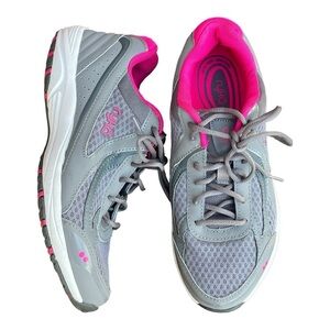 Ryka Dash 3 Walking Shoes 10W Wide Gray Pink Comfort Lightweight Sneakers